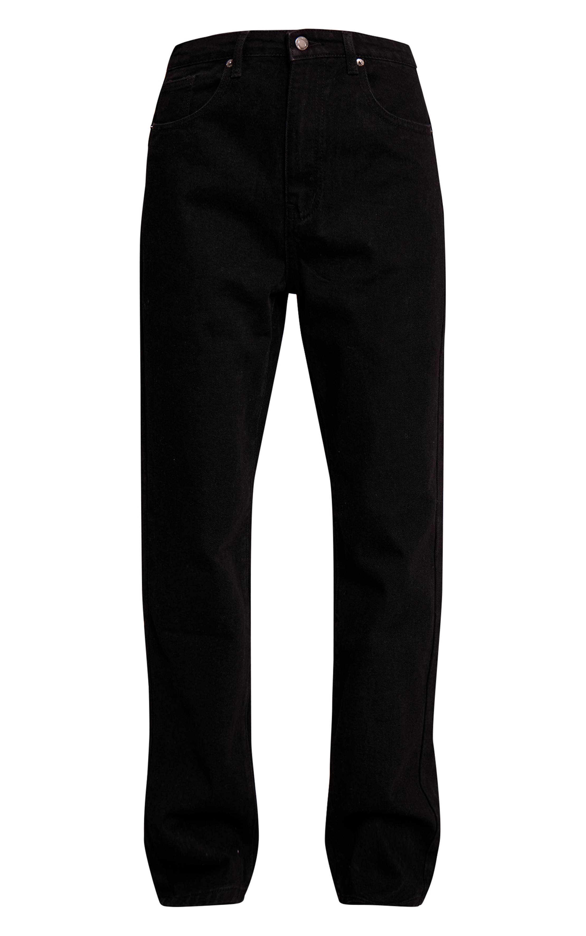 Noir Délavé Prettylittlething Jean Droit Taille Haute