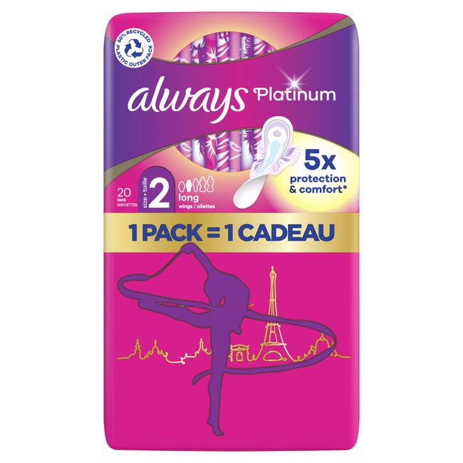 Always Platinum Maandverband Met Vleugels Long 20 Stuks