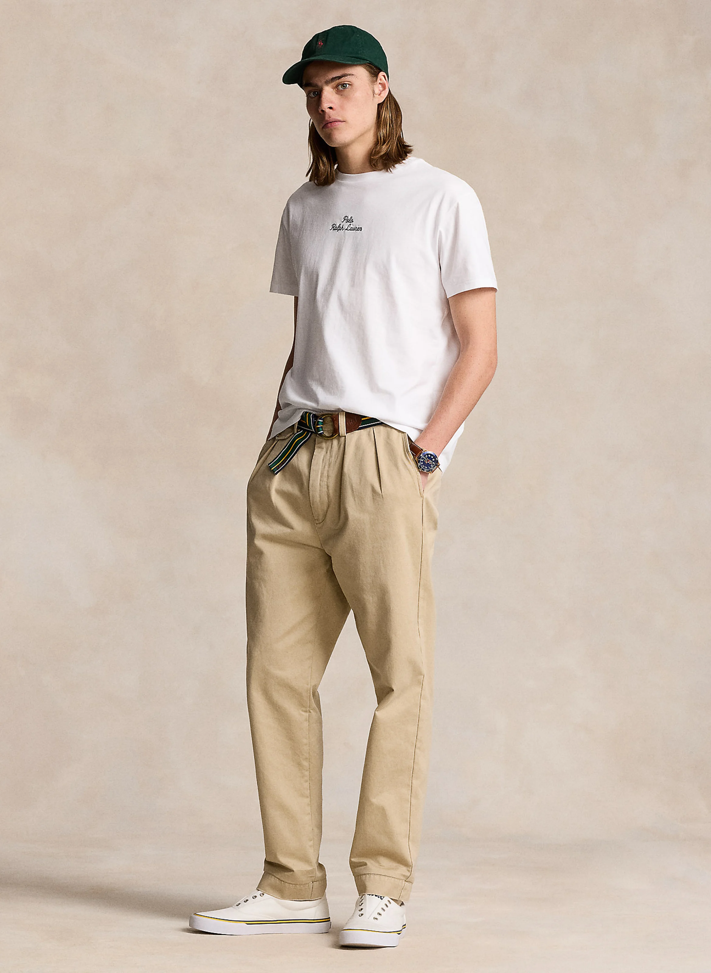 Tee-shirt col rond logo brodé en coton | Blanc