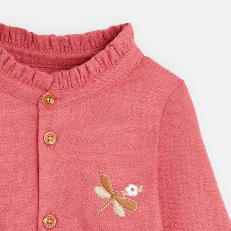 Robe boutonnée manches longues rose bébé fille Rose
