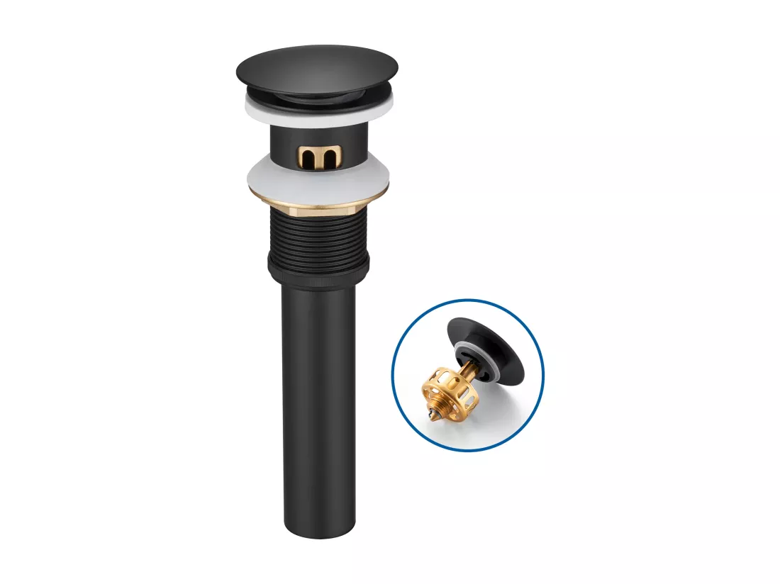 Auralum max Bonde de Lavabo avec Trop Plein,Bonde de Lavabo Pop Up Valve,Bonde de Lavabo avec Panier à Crépine pour Salle de Bain,Noir