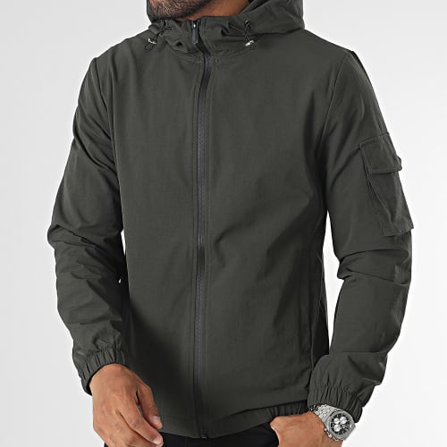 Veste Zippée Capuche Vert Kaki