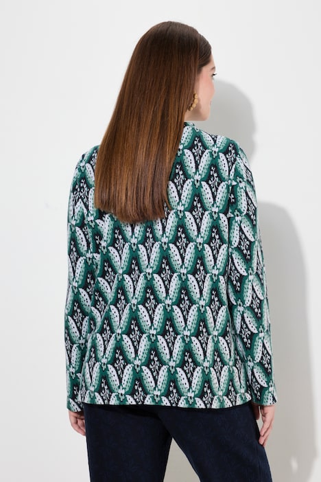 Sweatshirt, Jacquard, Stehkragen, Langarm, Biobaumwolle