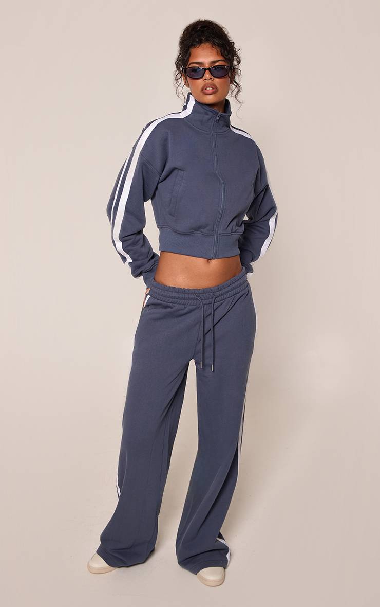 Bleu Marine Pantalon De Jogging Droit À Bandes Latérales