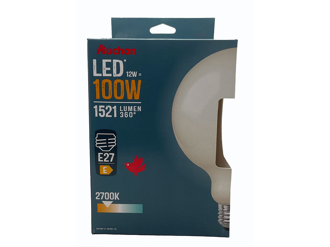 LÂMPADA LED AUCHAN E27 100W G125 LUZ AMARELA