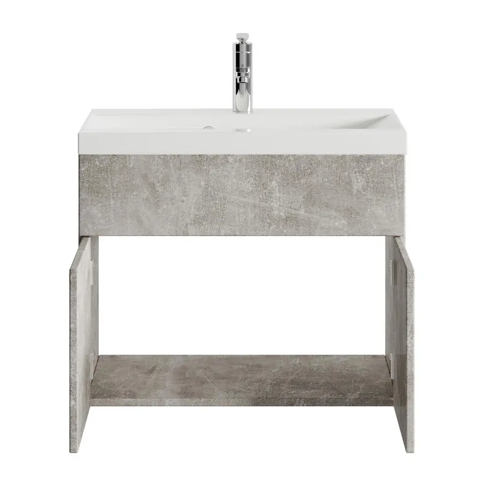 Badplaats Badkamermeubel Montreal 60 x 35 cm – Beton Grijs – Wastafel met