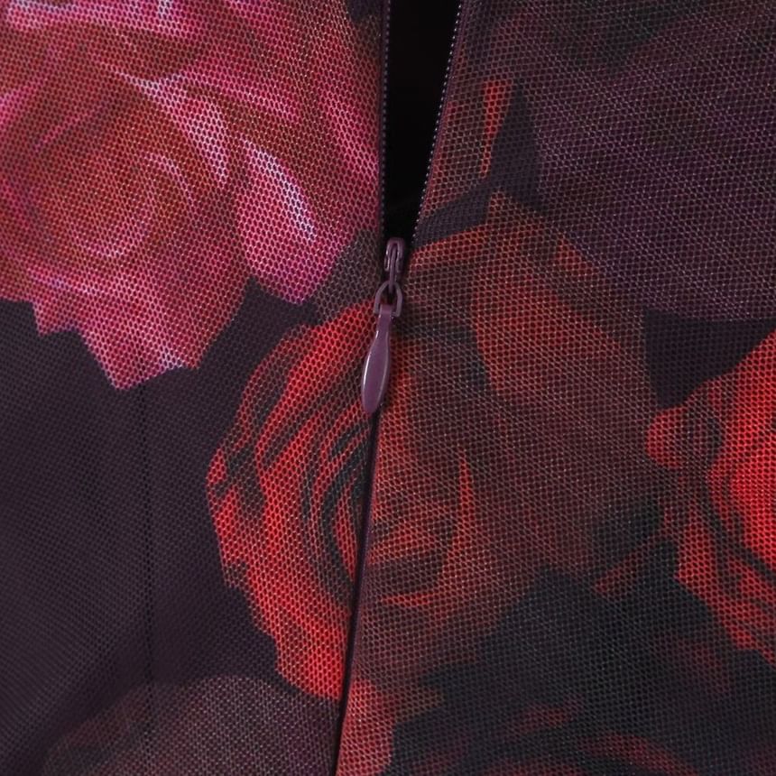 Osion - Spaghettibandjes bloemenprint geplooide mesh maxi-jurk