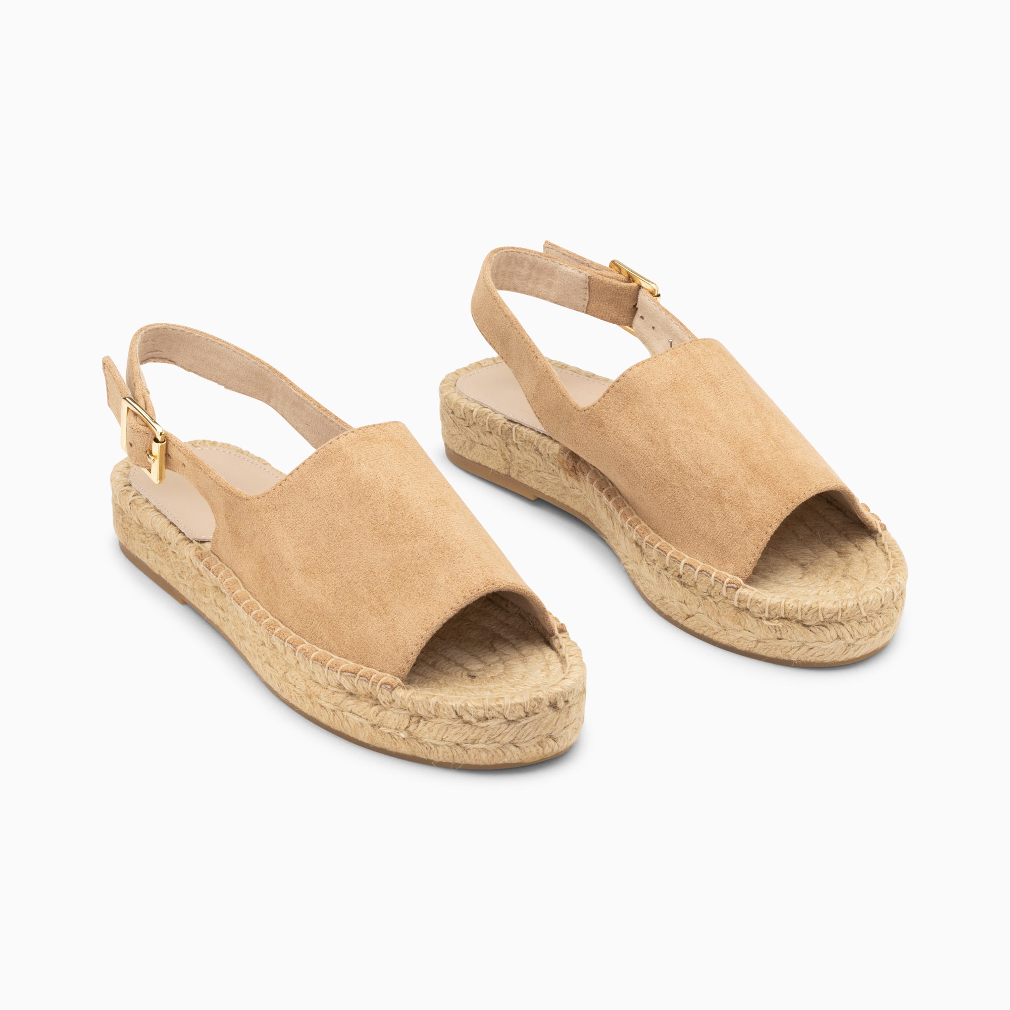 Sandales plates-Sandales Marjolaine beiges à semelle espadrille
