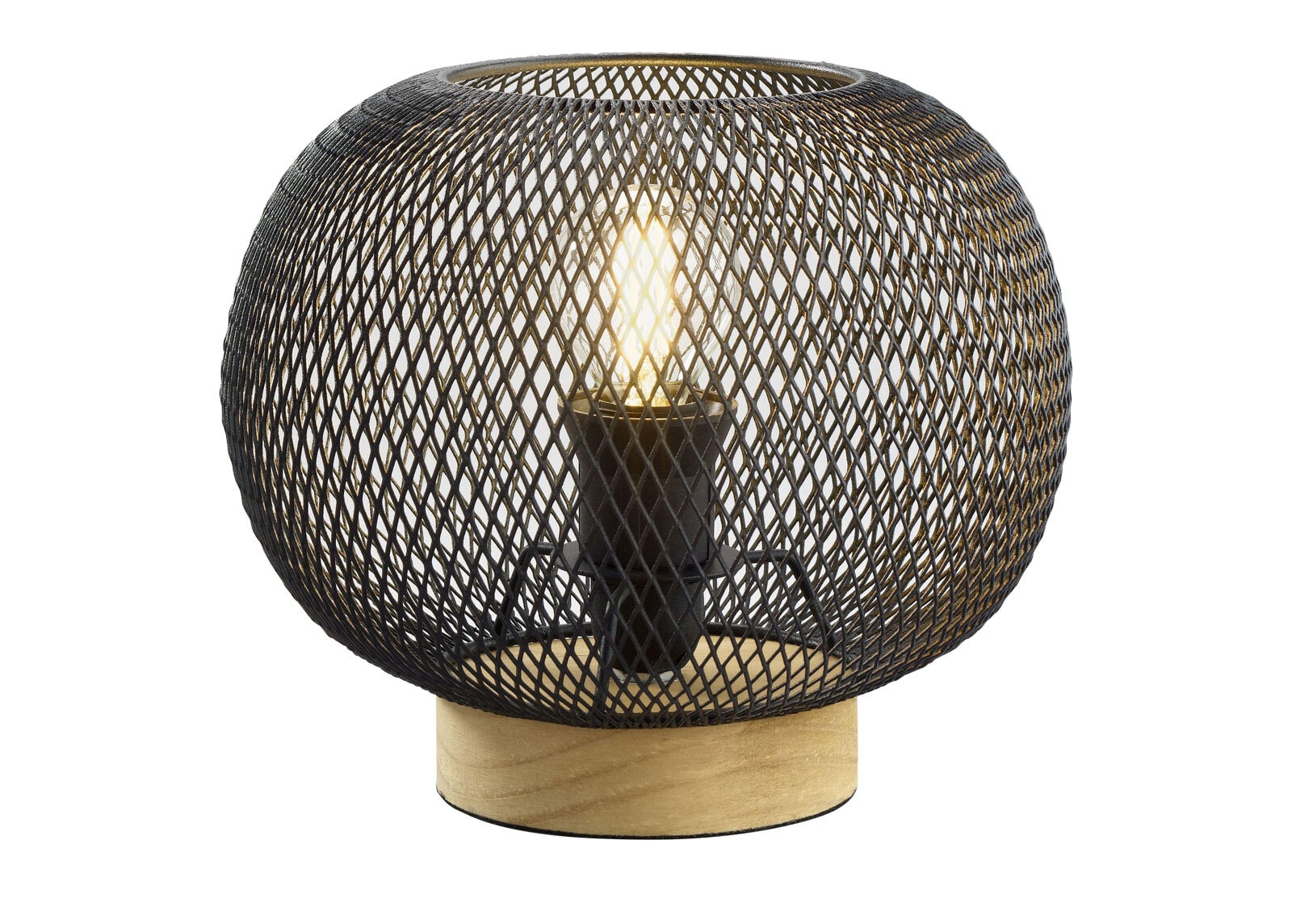 casaNOVA Retrofit Tischlampe RESI 22 cm schwarz /Holz