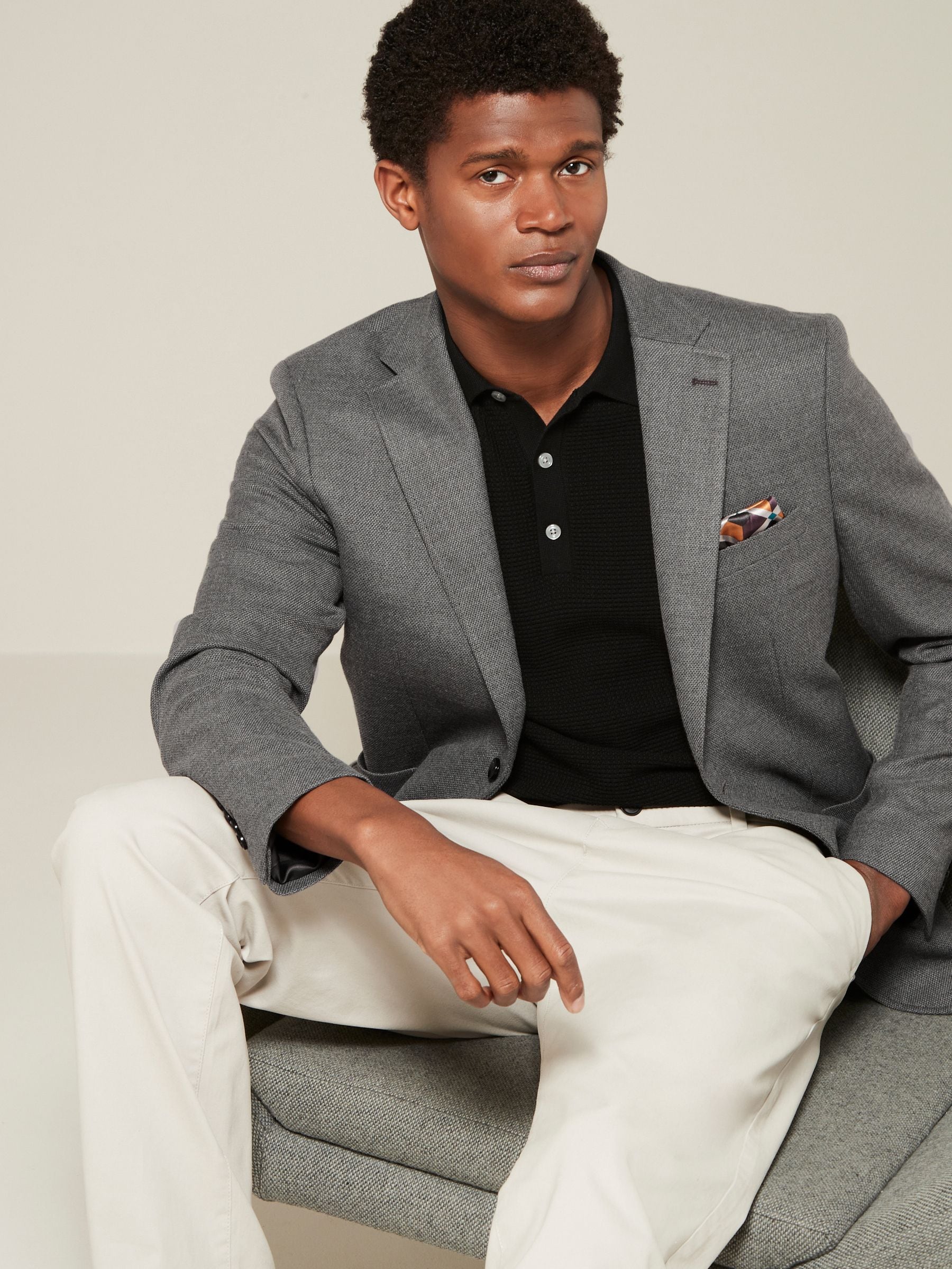 Grijs - Normale Pasvorm - Modieuze blazer met textuur