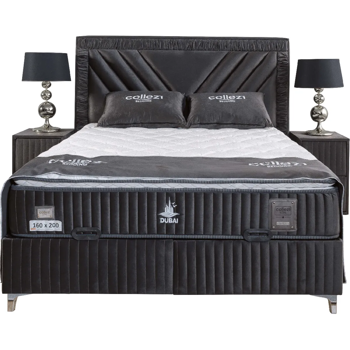 Vivenla Table de chevet velours gris DUBAI
