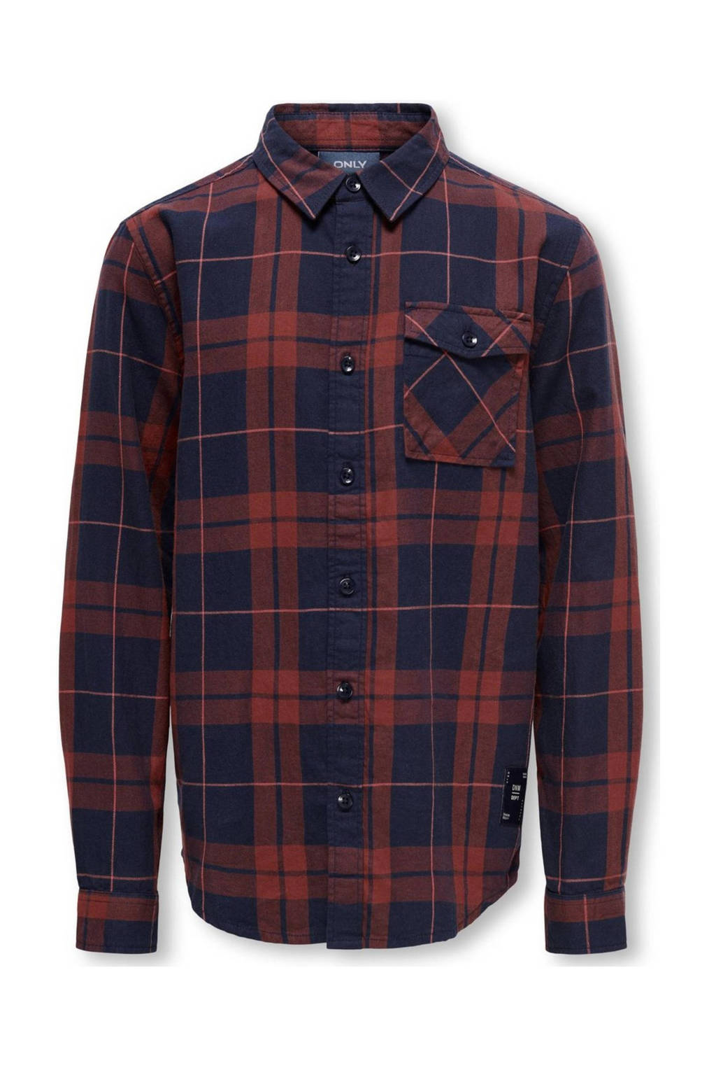 ONLY geruit overhemd KOBMARTIN donkerblauw/brique