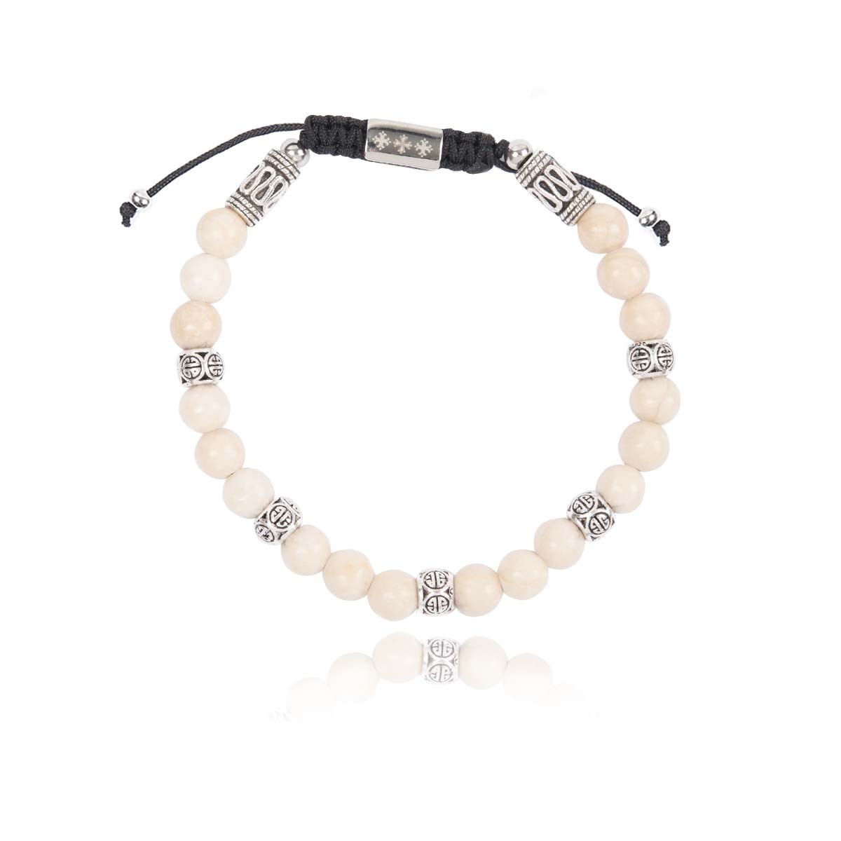 Bracelet pierres naturelles en jaspe de couleur blanche - Lauren Steven