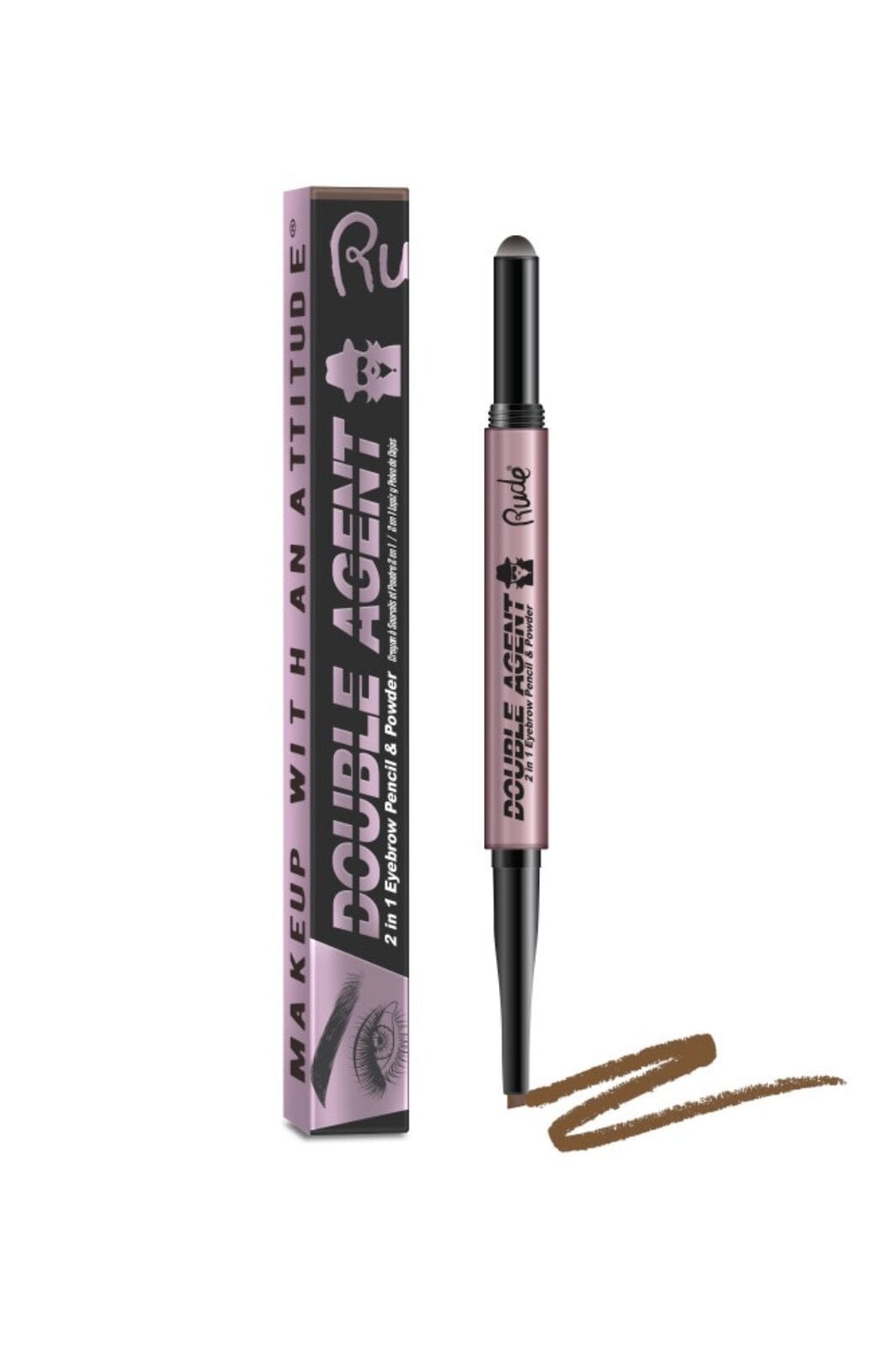Rude Cosmetics Double Agent 2 in 1 eyebrow pencil powder hazel