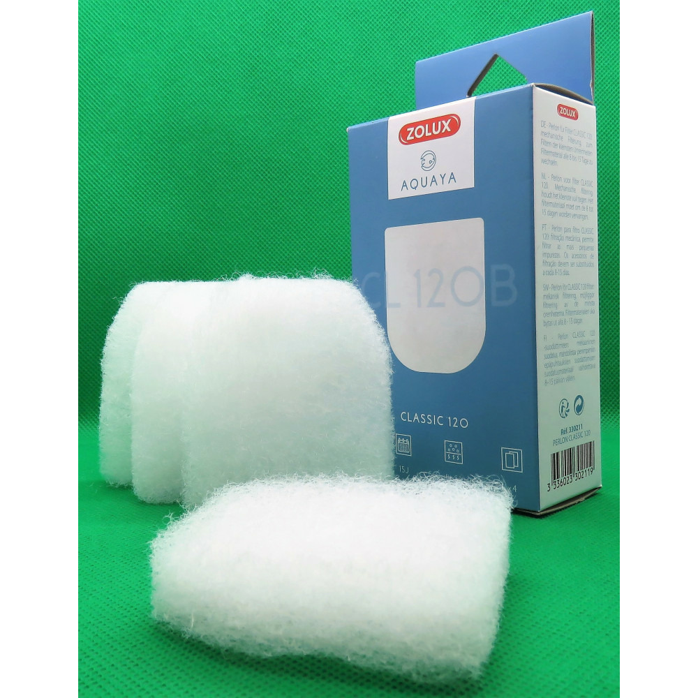 Filtre perlon cl 120 b x 4, pour pompe classic 120, pour aquarium.