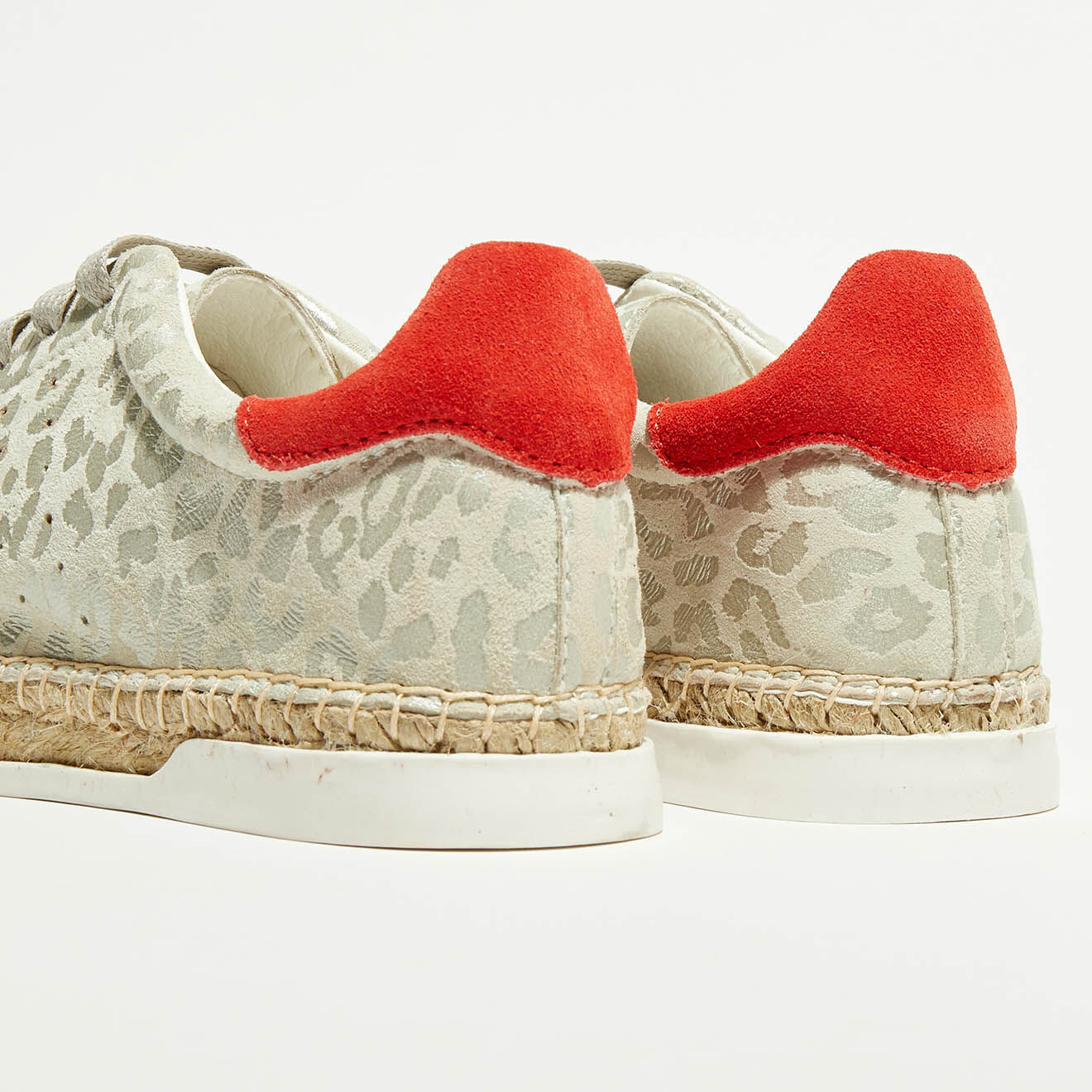 Canal Saint Martin Baskets espadrilles en Cuir Lancry gris/léopard
