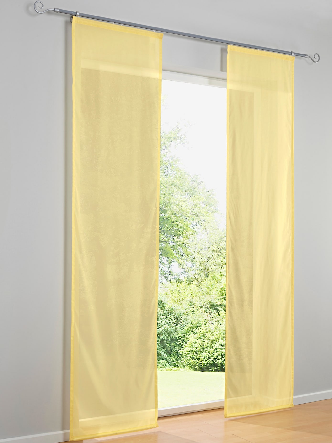Panneaux-rideaux tissu légèrement transparent