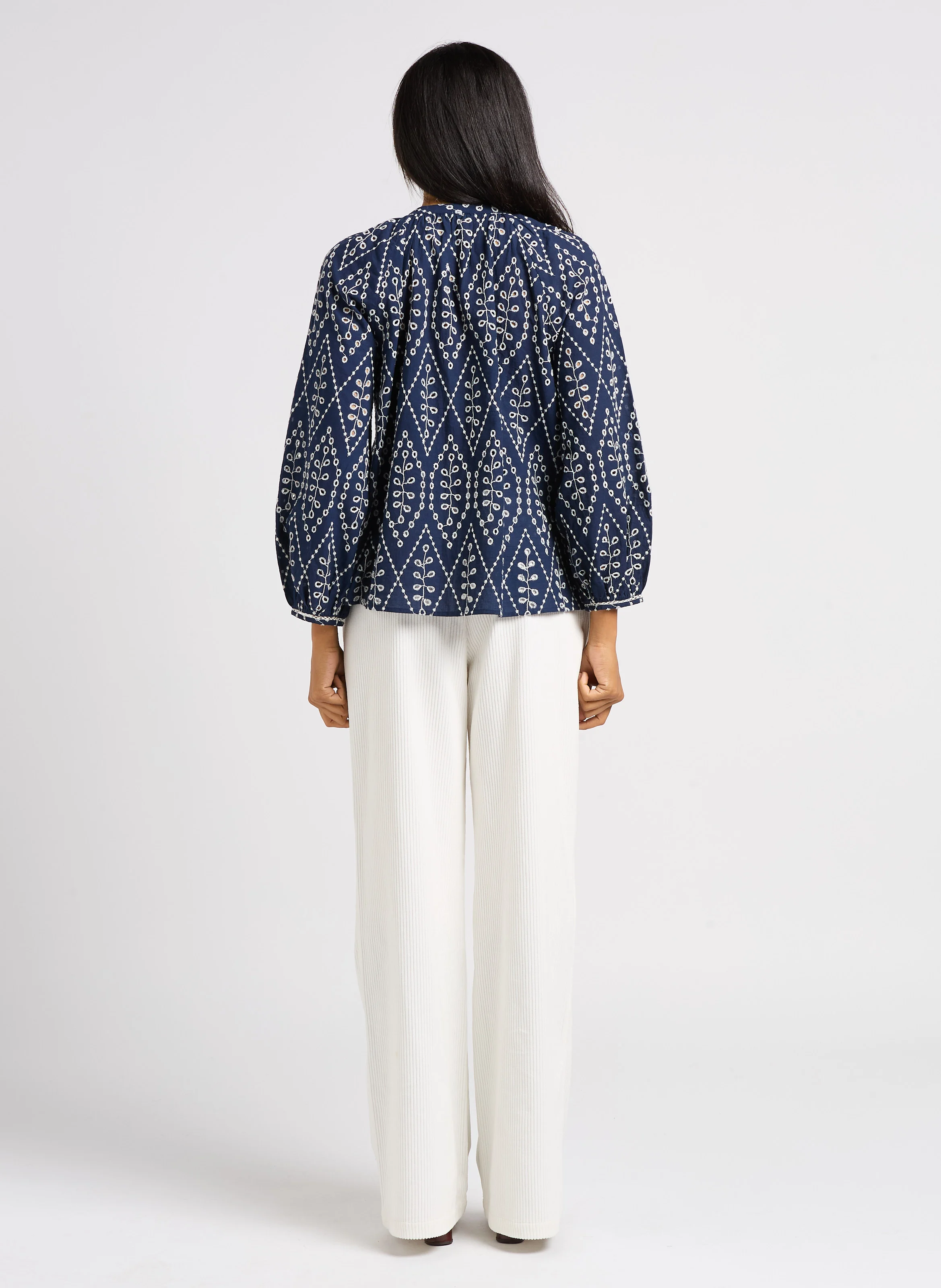 POETE - Pantalon large en velours côtelé| Blanc