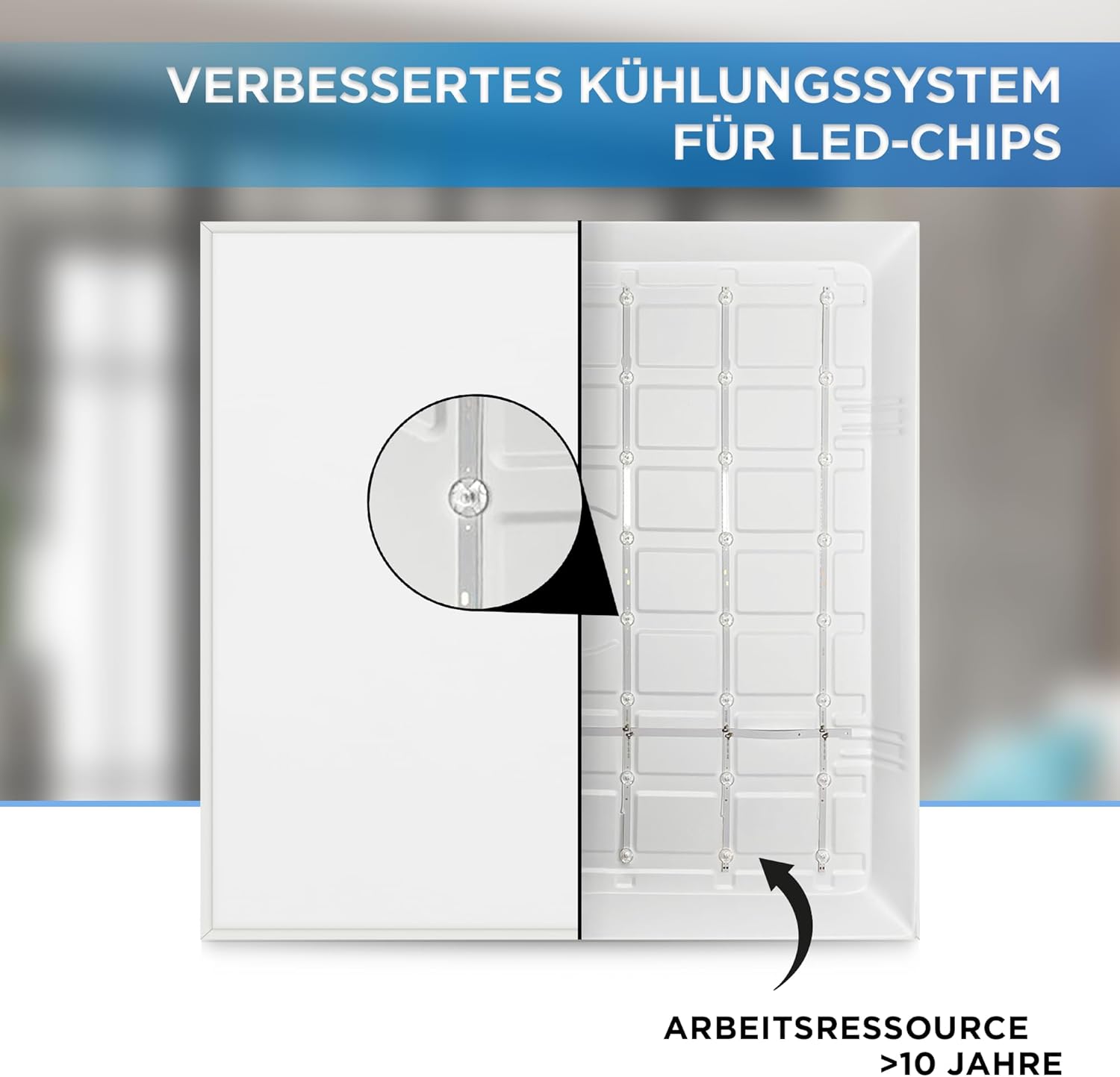 LED Panel 62x62 cm - 6x LED Deckenleuchte Neutralweiß für Rasterdecken Deckenpanel Rasterleuchte Platten Einbau Deckenlampe Odenwalddecke (4000K)