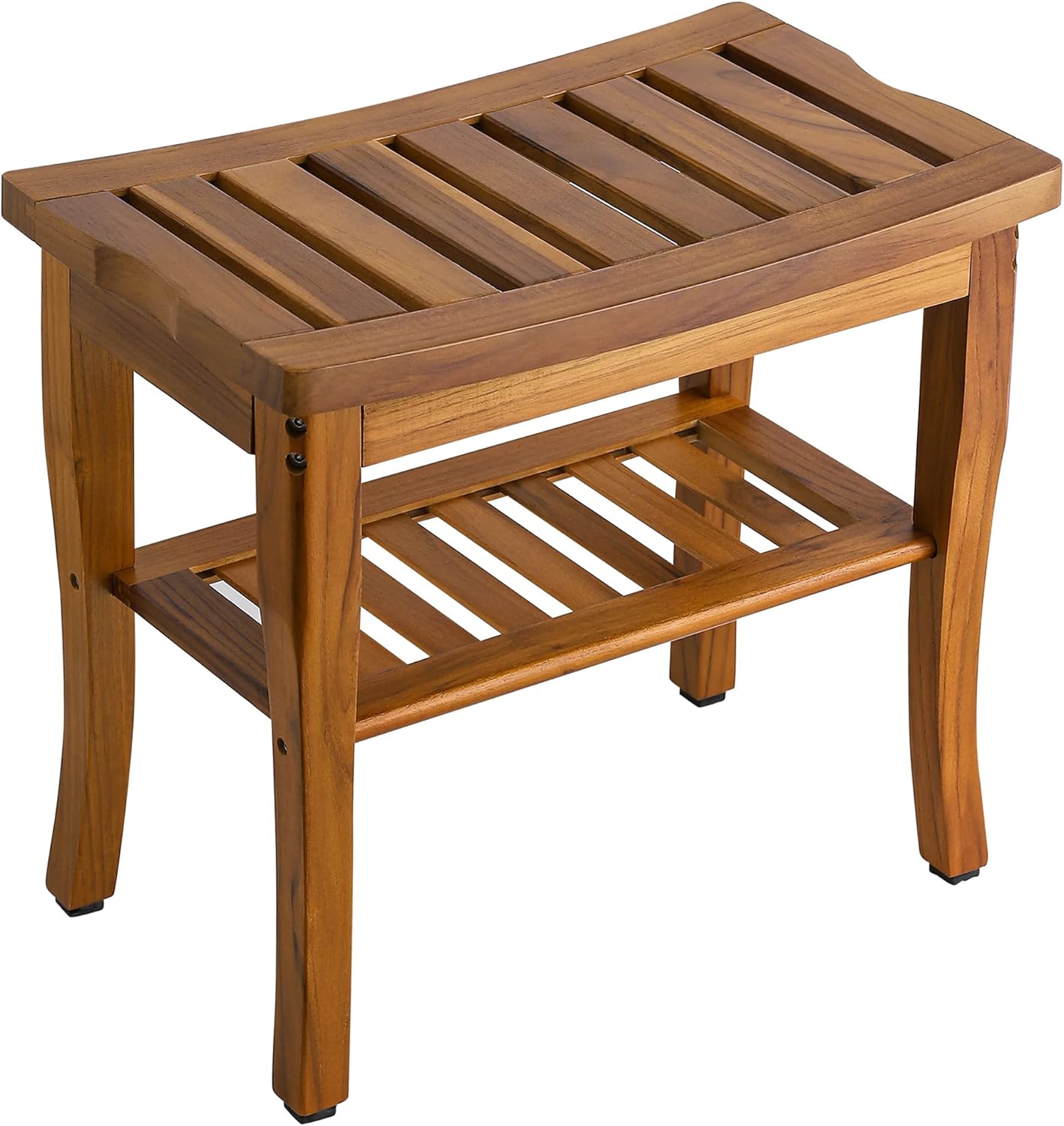 VaeFae Teak-Duschbank Teakholz Bad Sitzbank Ablage Badhocker Hocker aus Teakholz langlebig, leicht und rutschfest, für Zuhause, Badezimmer Hocker Holzbank des Badezimmers Duschhocker