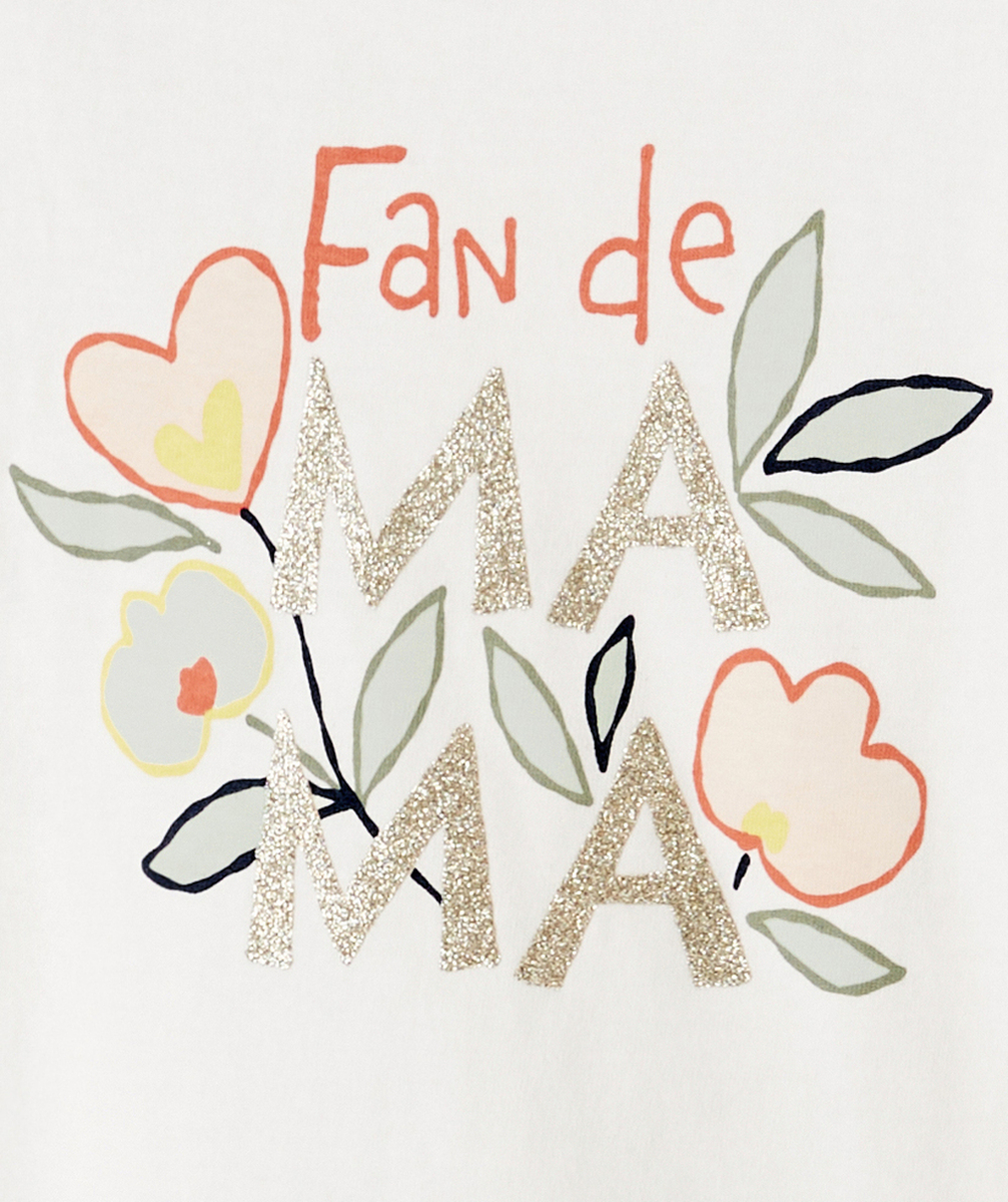 T-SHIRT BLANC BÉBÉ FILLE EN FIBRES RECYCLÉES IMPRIMÉ MAGIQUE MAMAN