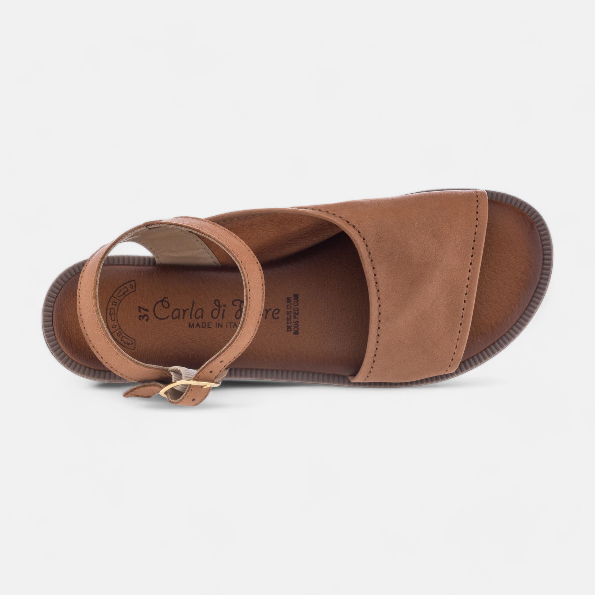 Sandales Femme en cuir cognac