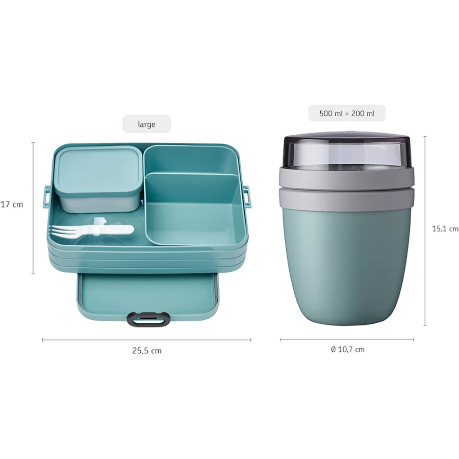 Mepal Lunchpot + Bento Lunchbox Large Ellipse + TAB 2er Set weiß