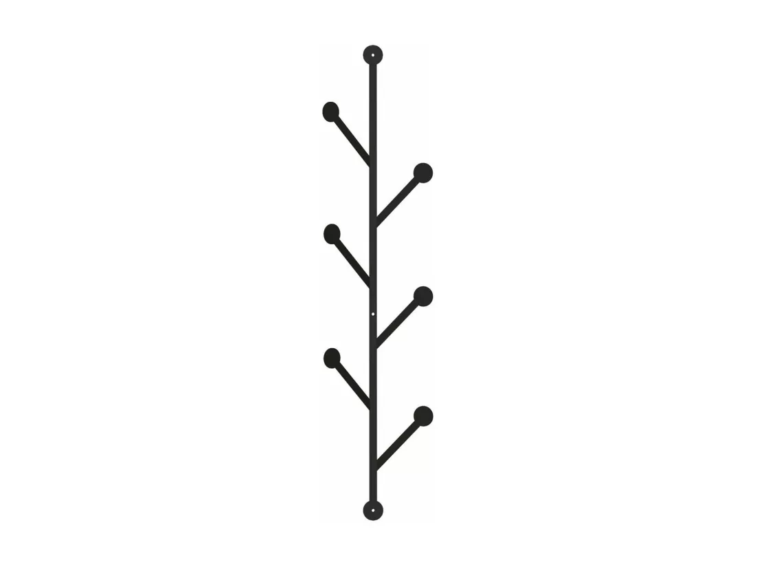 Porte manteau mural vertical 6 patères en métal noir H94 cm - PONPON