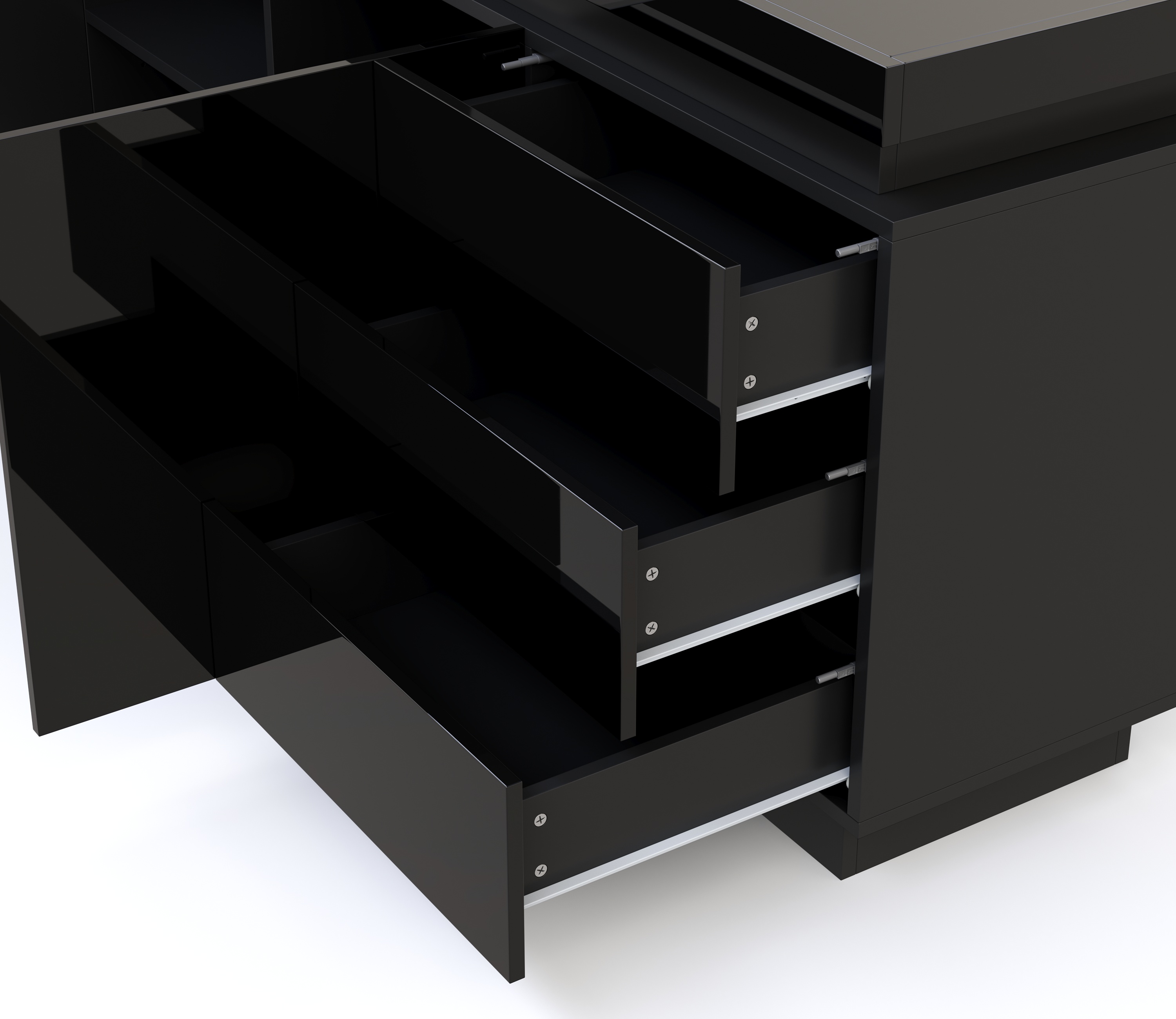 Sideboard LED ELVIO 150 x 75 cm schwarz