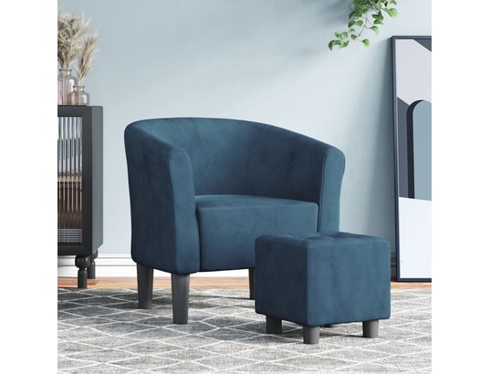 VIDAXL - Fauteuil cabriolet avec repose-pied bleu foncé velours