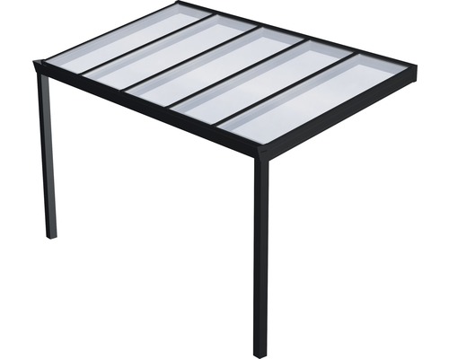 Terrasoverkapping Expert met 8 mm gelaagd veiligheidsglas, 400 x 250 cm, antraciet structuur