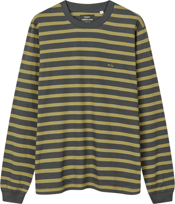 Mads Nørgaard - Copenhagen Cotton Jersey Stripe Frode Tee LS Sort og striber