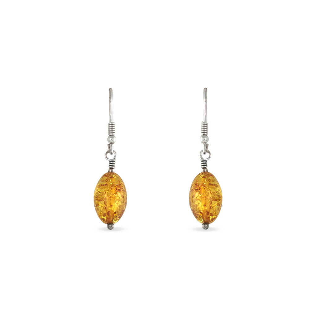 Boucles D'oreilles Argent Blanc Ilena Ambre