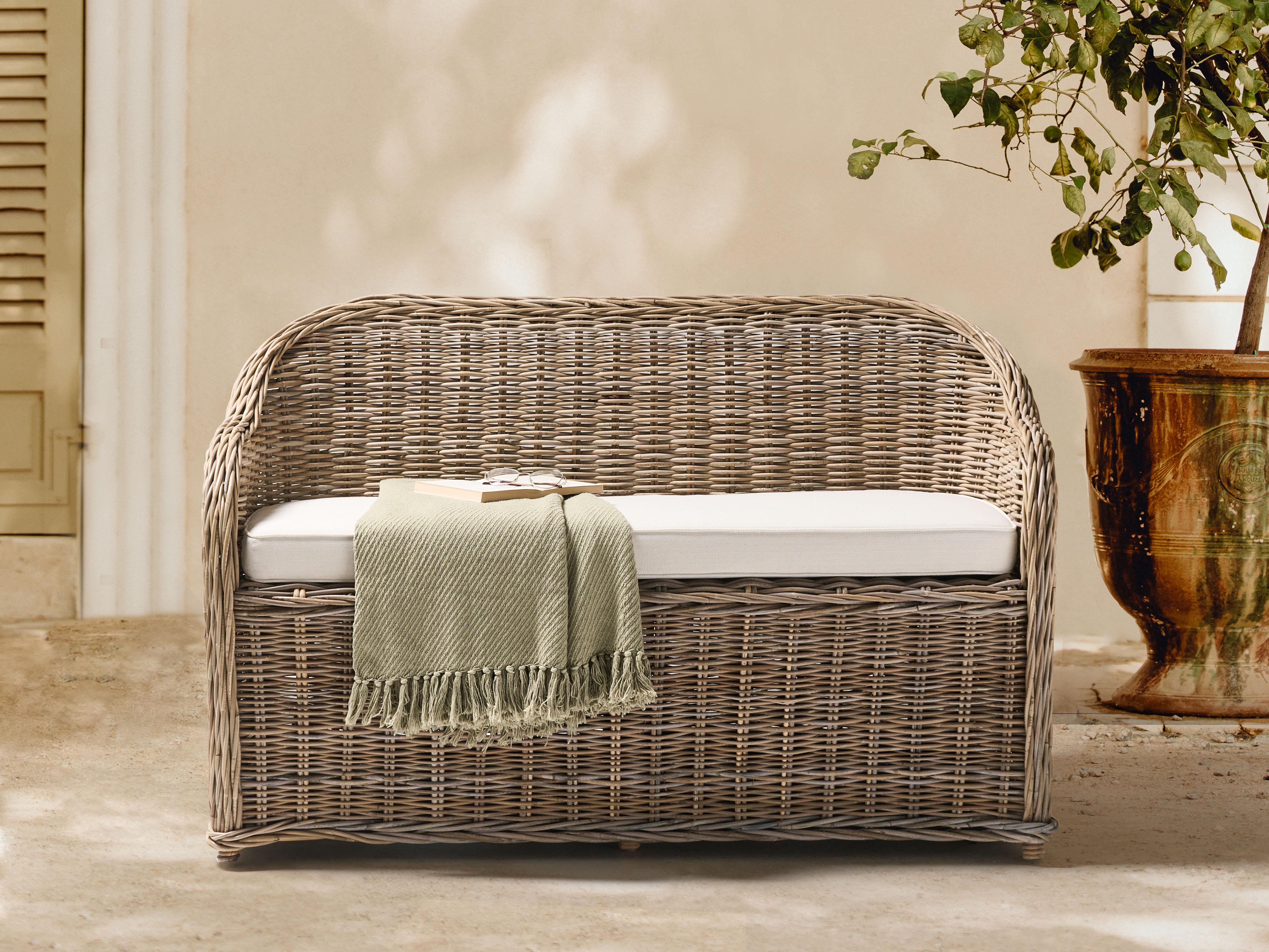 Tuinbank met zitkussen SUSUA 141 cm Rotan Natuurlijk