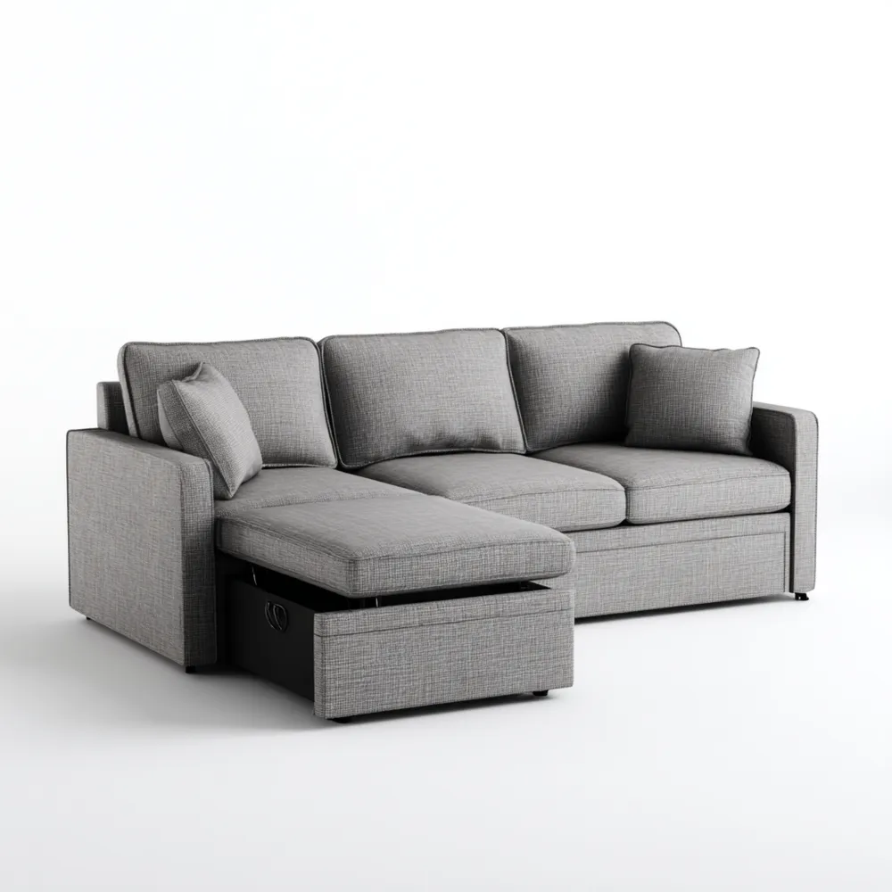Ecksofa Stoff 250x150x85 cm – Hellgrau – Modernes Design