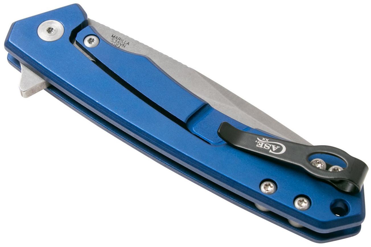 Case The Marilla, Blue Anodized Aluminum, S35VN, Black G10 Inlay, 25882 zakmes