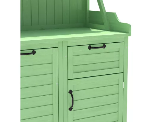 Armoire de jardin en bois avec étagères fixes pour rangement extérieur coffre d'exterieur couleur vert