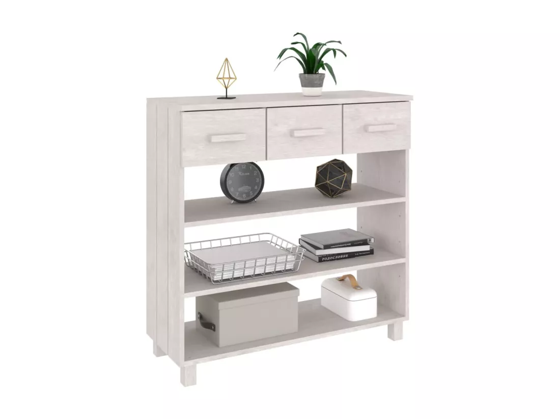 Table console HAMAR Blanc 90x35x90 cm Bois massif de pin