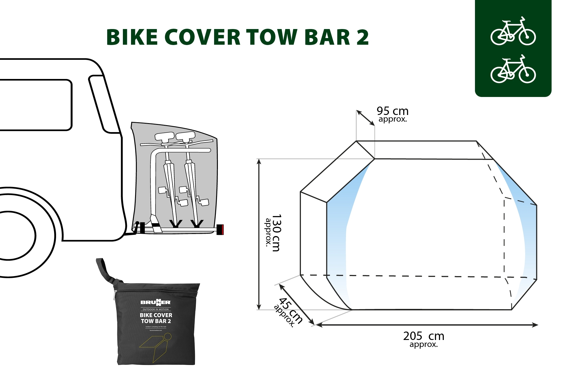 Brunner Tow Bar 4 Fahrradabdeckung am Fahrradträger für 4 Fahrräder