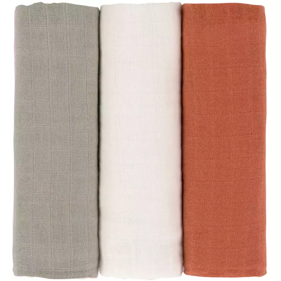 LÄSSIG Mulltücher L 3er Pack rust olive milky