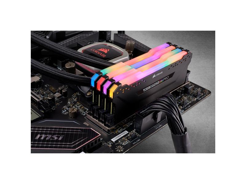 Corsair DDR4-RAM Vengeance RGB PRO Black iCUE 3600 MHz 4x 3 High-Performance Arbeitsspeicher mit Multi-Zone-RGB-Beleuchtung