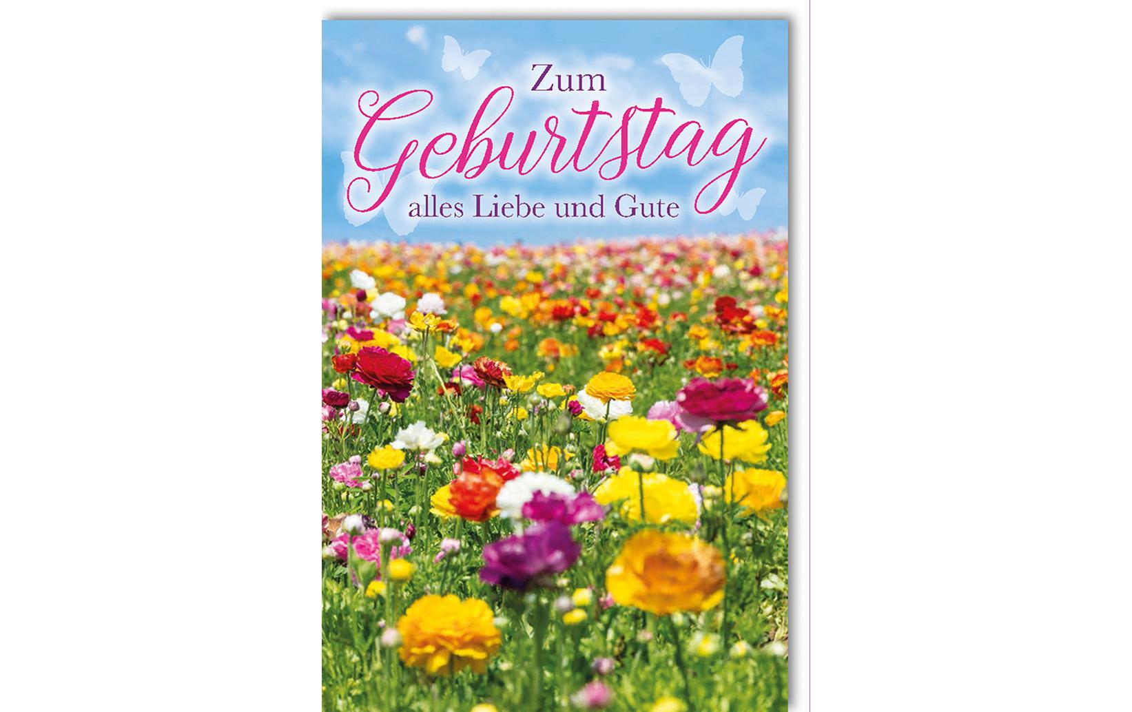 Geburtstagskarte Blumen 11.5 x 17 cmGratulationskarte zum Geburtstag