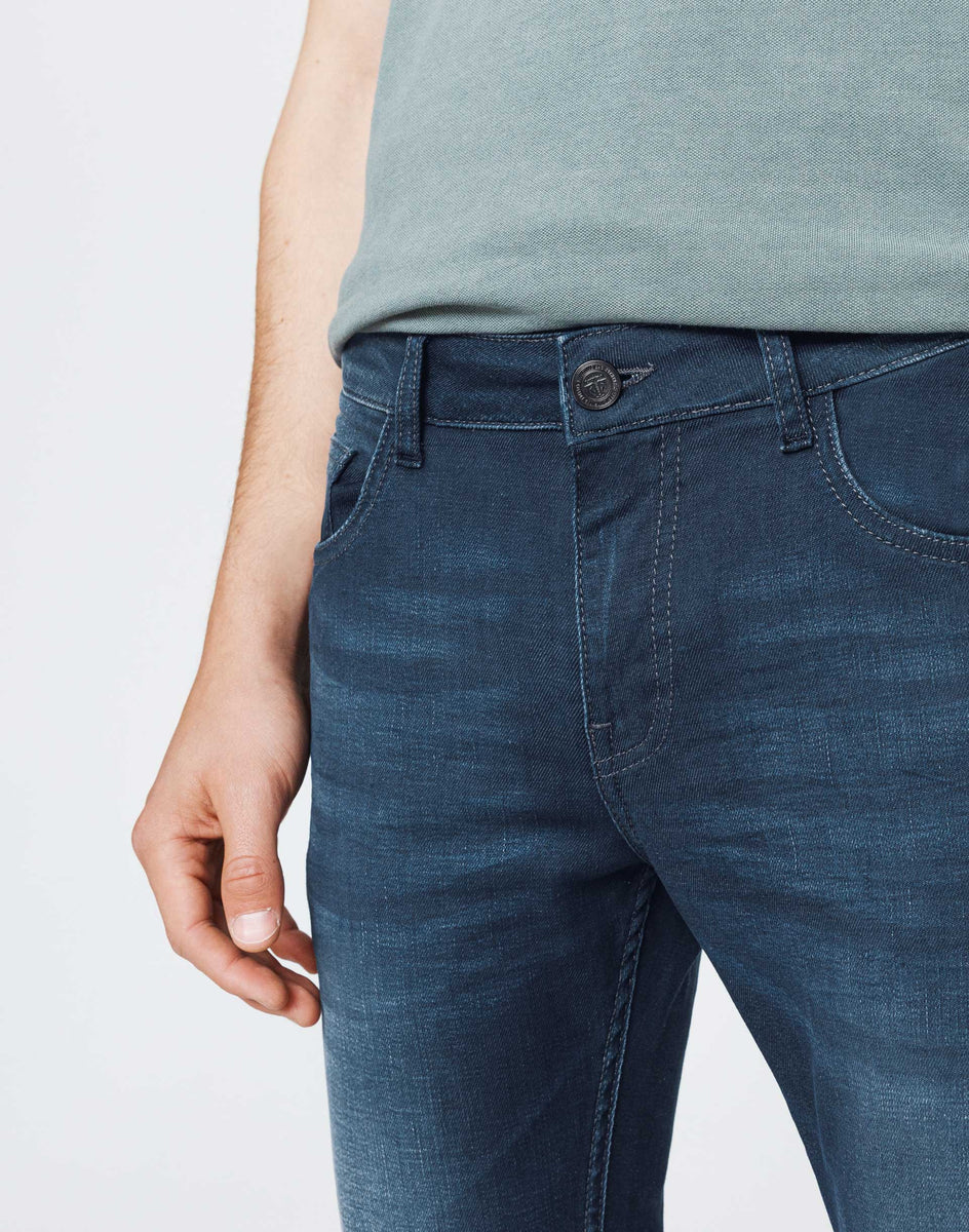 Jean enduit bleu gris délavé