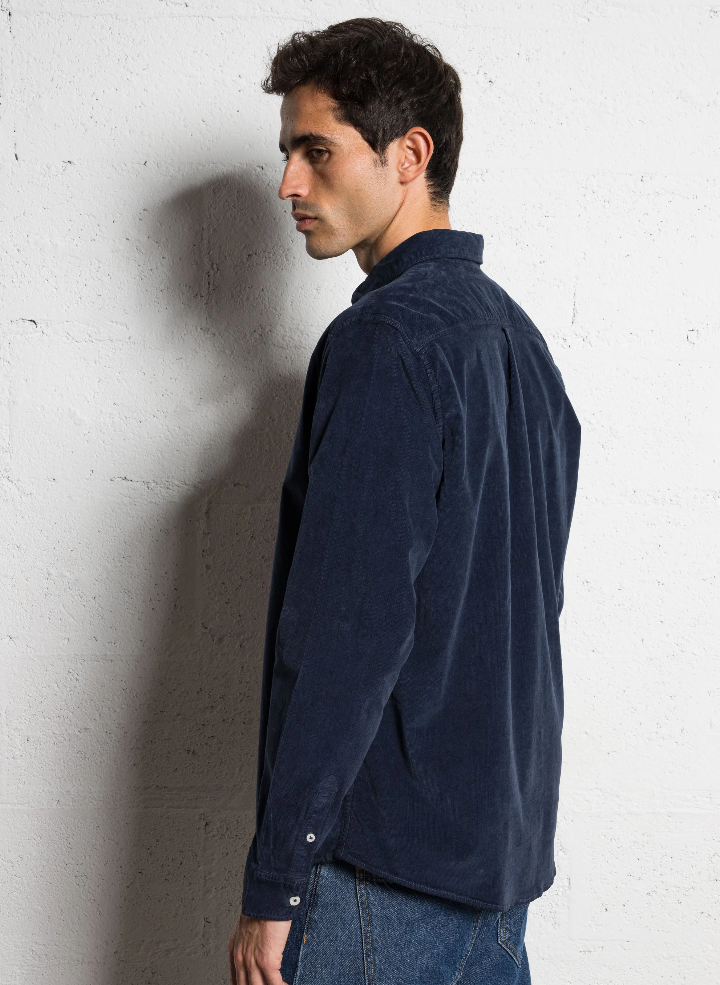 MILLER - Chemise col classique en coton mélangé | Bleu
