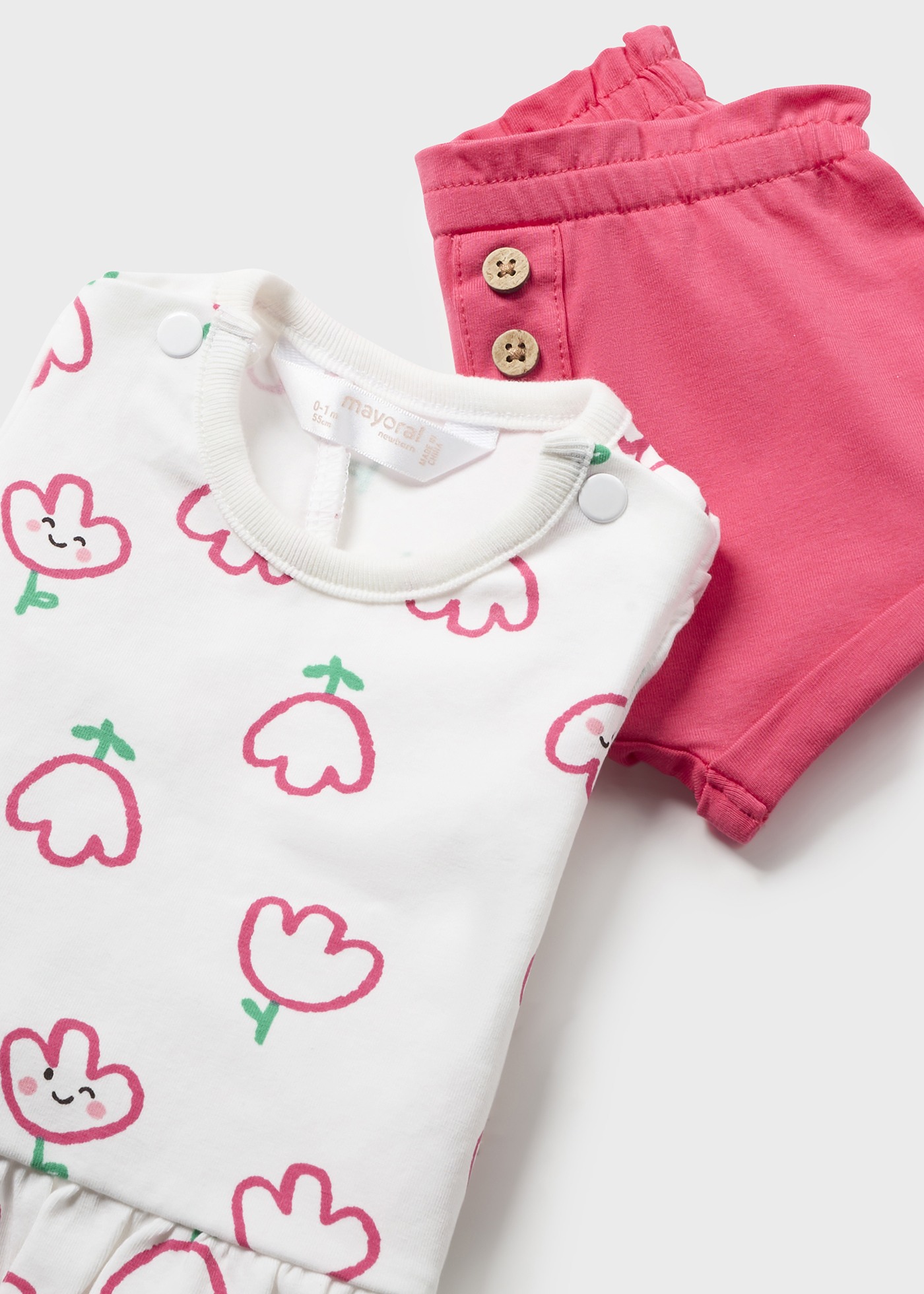 Conjunto de algodão Better Cotton para recém-nascido, 4 peças, rosa.