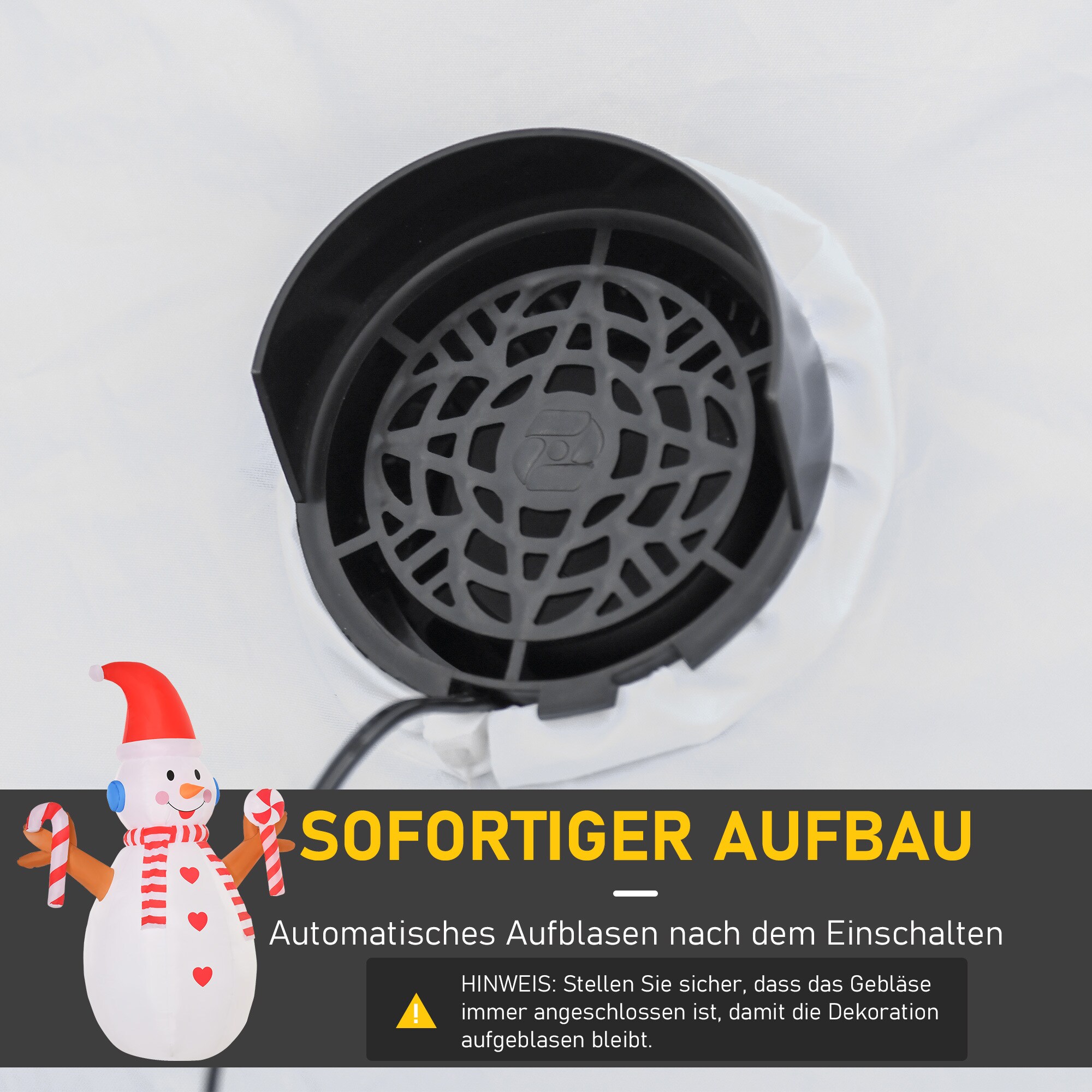 HOMCOM Weihnachtsdeko Weihnachtliche Dekoration, LED-Lichter, Automatisches Aufblasen Weiß, Rot 180 x 100 x 240 cm (BxTxH)