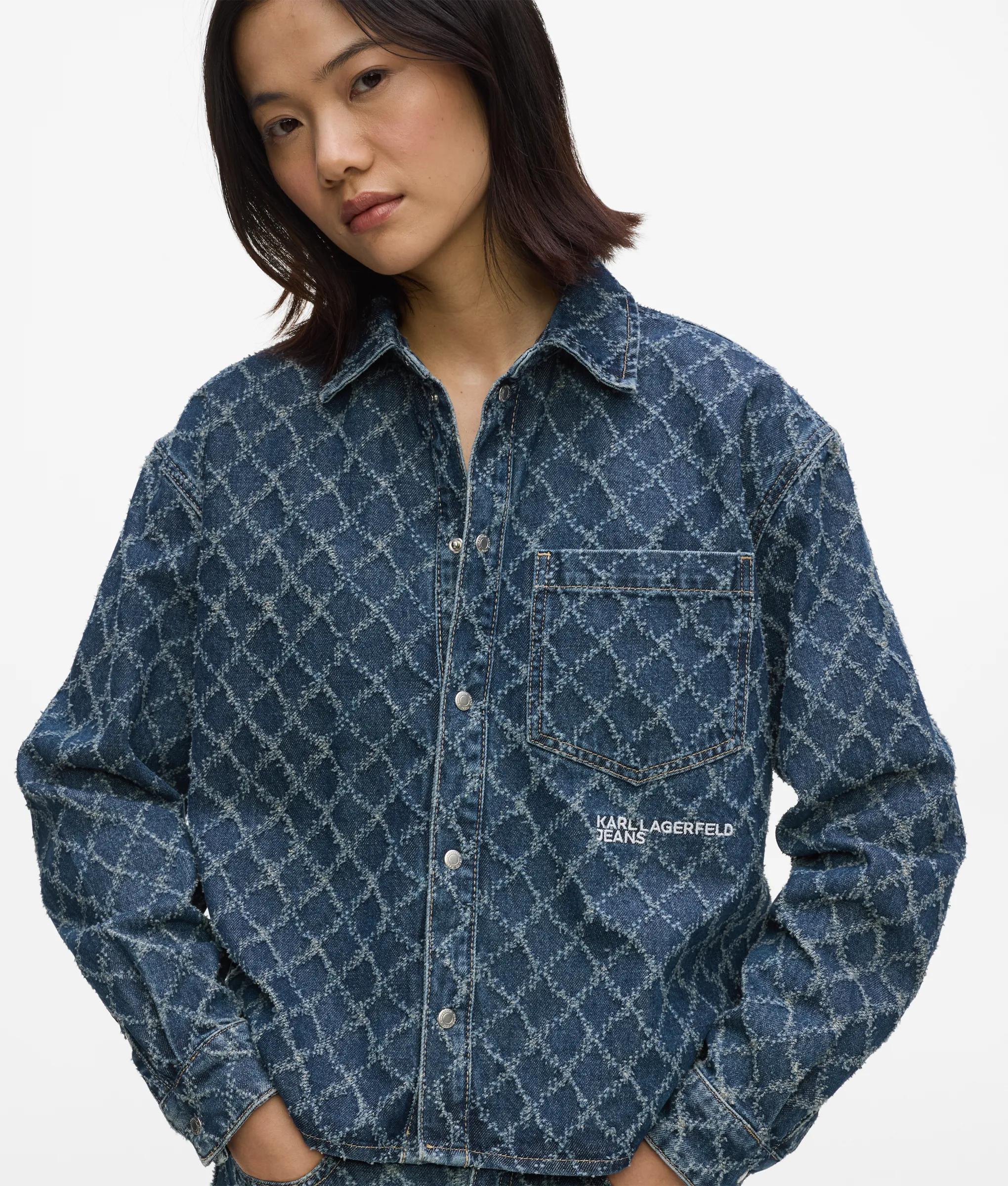 Denim shirt met ruitjesmotief