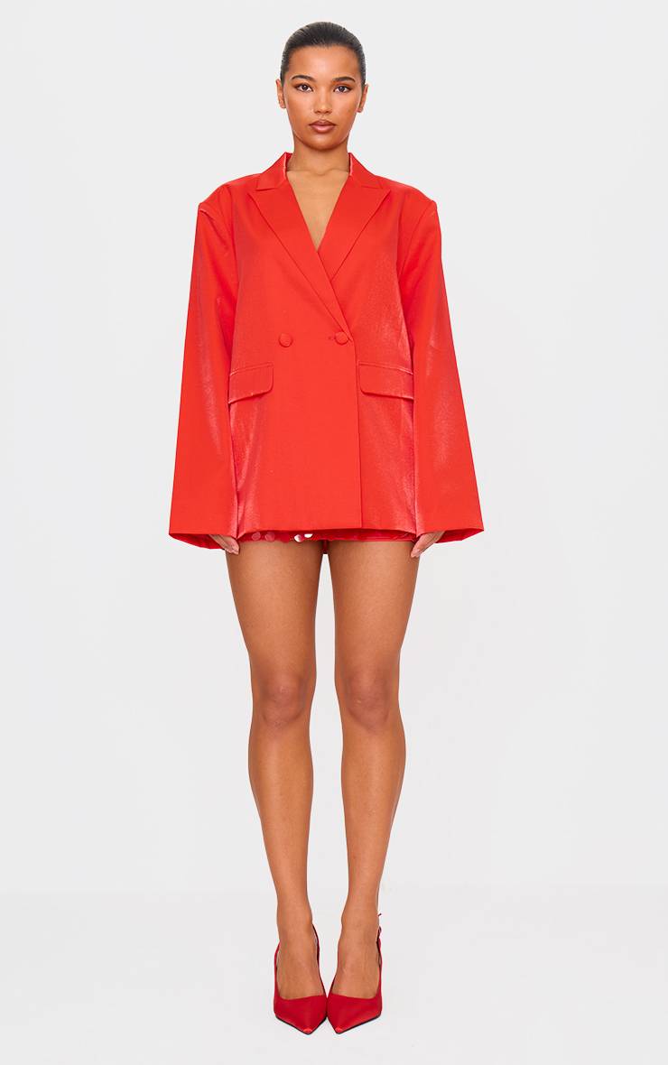 Rouge Blazer Oversize Ample Aspect Satiné