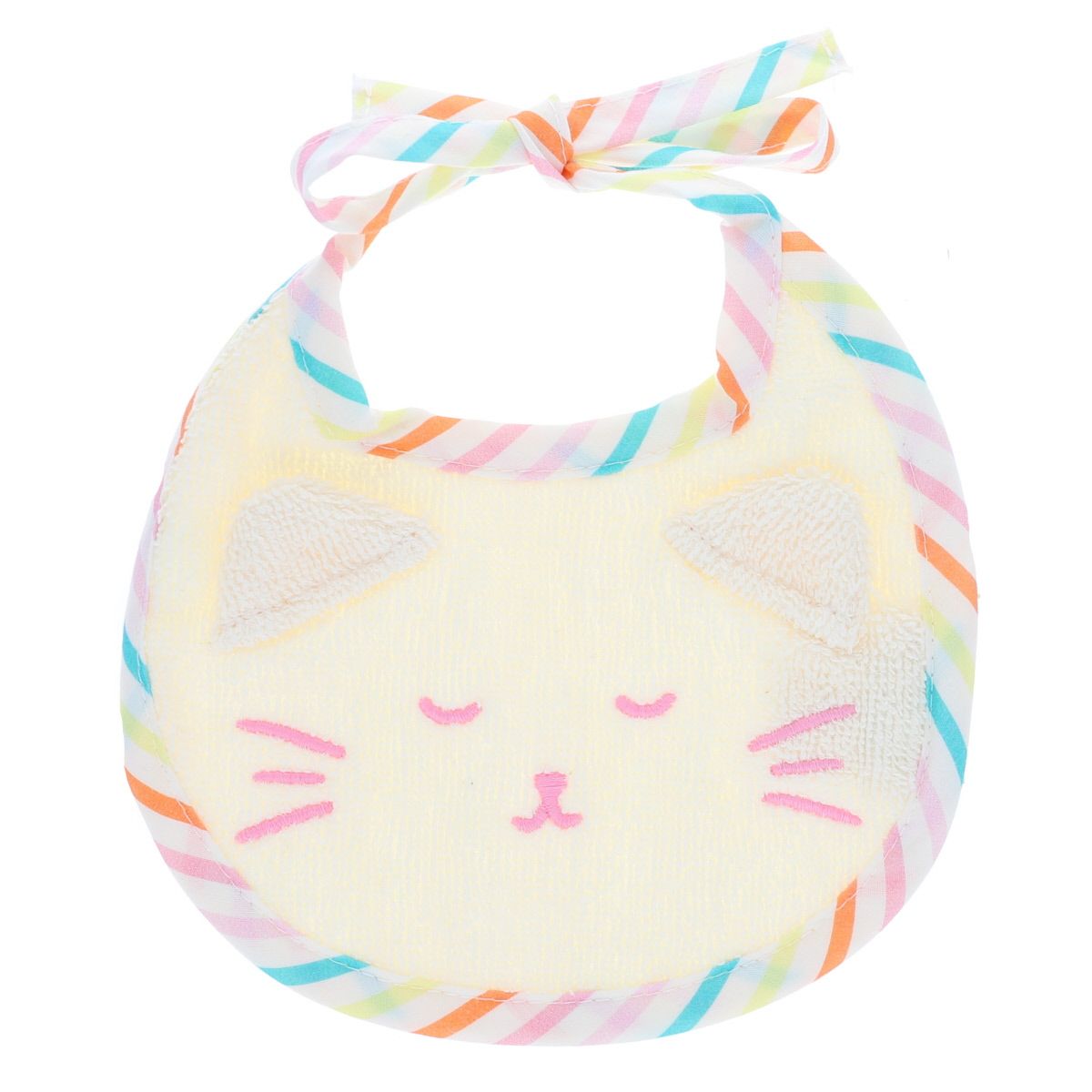 Petit bavoir rond chat rayé multicolore - Miaou Jolie saison