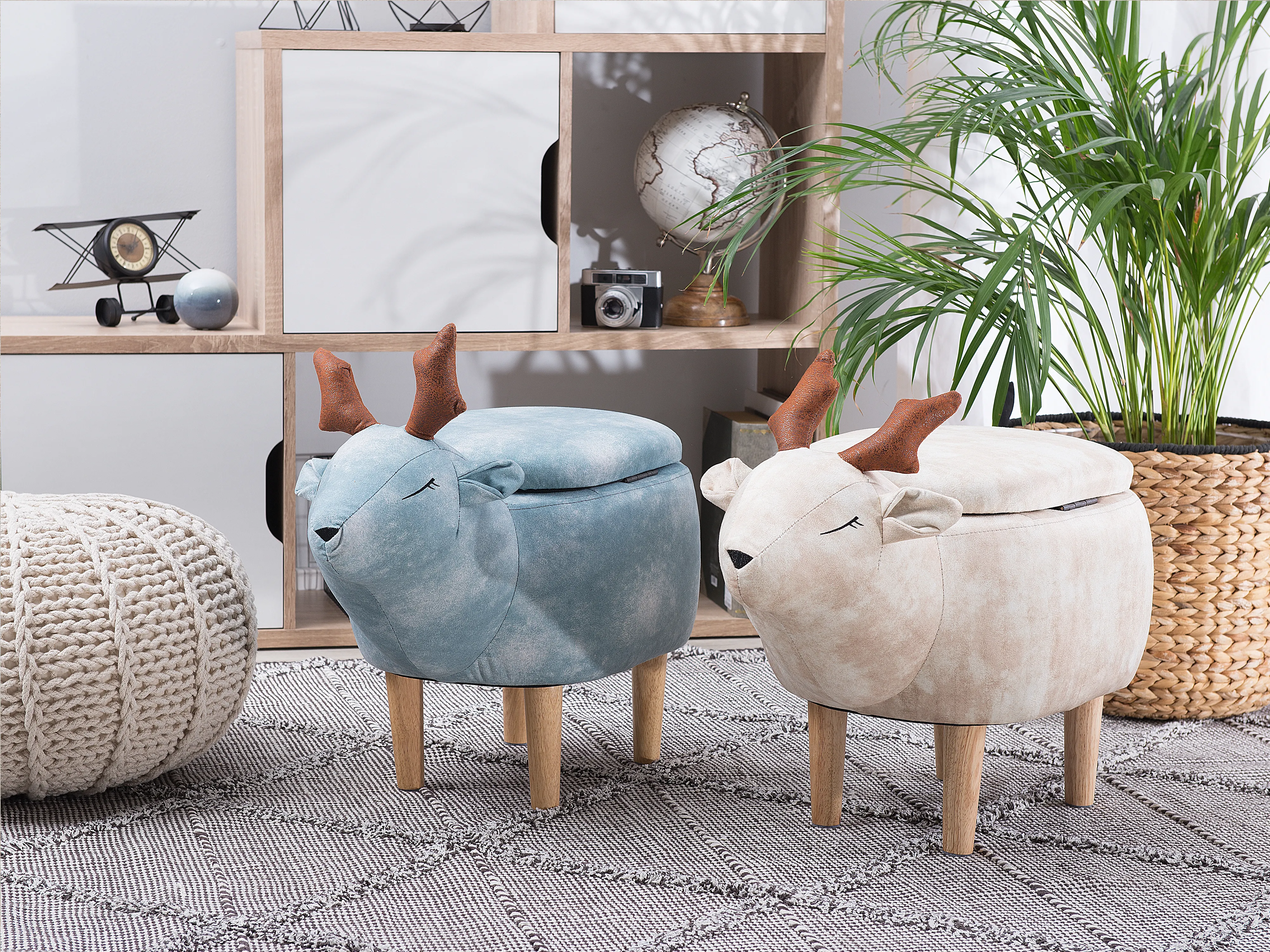 Dierenpoef met opbergruimte REINDEER Stof Beige Rendier
